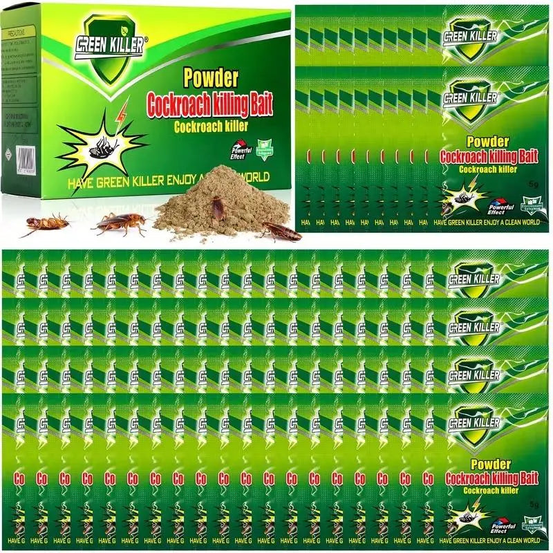 50-Pack High-Efficiency Cockroach Bait Powder & Fast-Acting Killing Gel - Cockroach Exterminator for Kitchens, Dark Corners, Enclosed Spaces, Kills Roaches, Enables Nest-To-Nest Spread, Inhibits Egg Hatch, Stops New Roach Eggs