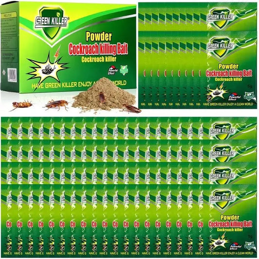 50-Pack High-Efficiency Cockroach Bait Powder & Fast-Acting Killing Gel - Cockroach Exterminator for Kitchens, Dark Corners, Enclosed Spaces, Kills Roaches, Enables Nest-To-Nest Spread, Inhibits Egg Hatch, Stops New Roach Eggs