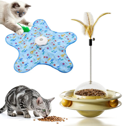 Interactive Unpredicatable Moving Feather Hunting Cat Toy , Hide and Seek Rechargeable Cat Toy for Bored Cat,Automatic Chargeable，Indoor Exercise & Boredom Relief for All Breeds Cats