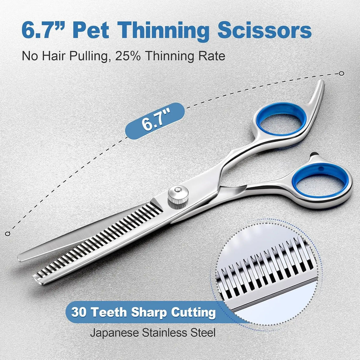 Right-Handed 9-In-1 Professional Dog & Cat Grooming Scissors Kit - Precise Cut, Rounded Tips, Ergonomic Curved/Straight Thinning Shears, Hair & Nail Clipper, File, Steel Comb, Storage Case for Small/Medium Pets, Beginners Home DIY Grooming, Hair Nails