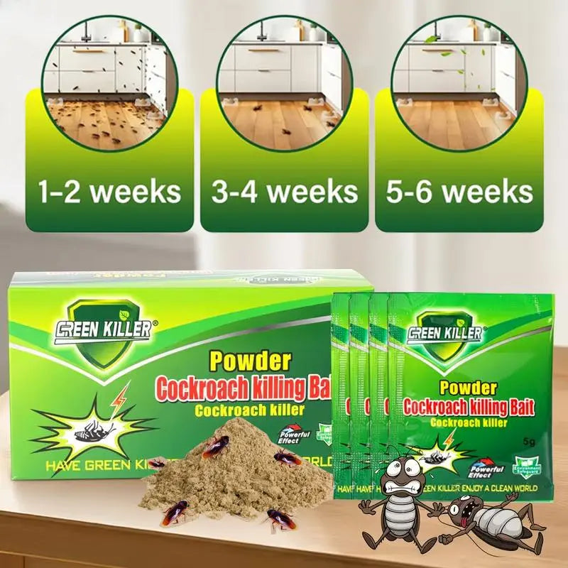 50-Pack High-Efficiency Cockroach Bait Powder & Fast-Acting Killing Gel - Cockroach Exterminator for Kitchens, Dark Corners, Enclosed Spaces, Kills Roaches, Enables Nest-To-Nest Spread, Inhibits Egg Hatch, Stops New Roach Eggs