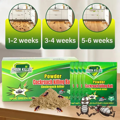 50-Pack High-Efficiency Cockroach Bait Powder & Fast-Acting Killing Gel - Cockroach Exterminator for Kitchens, Dark Corners, Enclosed Spaces, Kills Roaches, Enables Nest-To-Nest Spread, Inhibits Egg Hatch, Stops New Roach Eggs
