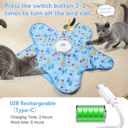 Interactive Unpredicatable Moving Feather Hunting Cat Toy , Hide and Seek Rechargeable Cat Toy for Bored Cat,Automatic Chargeable，Indoor Exercise & Boredom Relief for All Breeds Cats
