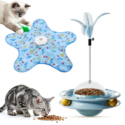 Interactive Unpredicatable Moving Feather Hunting Cat Toy , Hide and Seek Rechargeable Cat Toy for Bored Cat,Automatic Chargeable，Indoor Exercise & Boredom Relief for All Breeds Cats