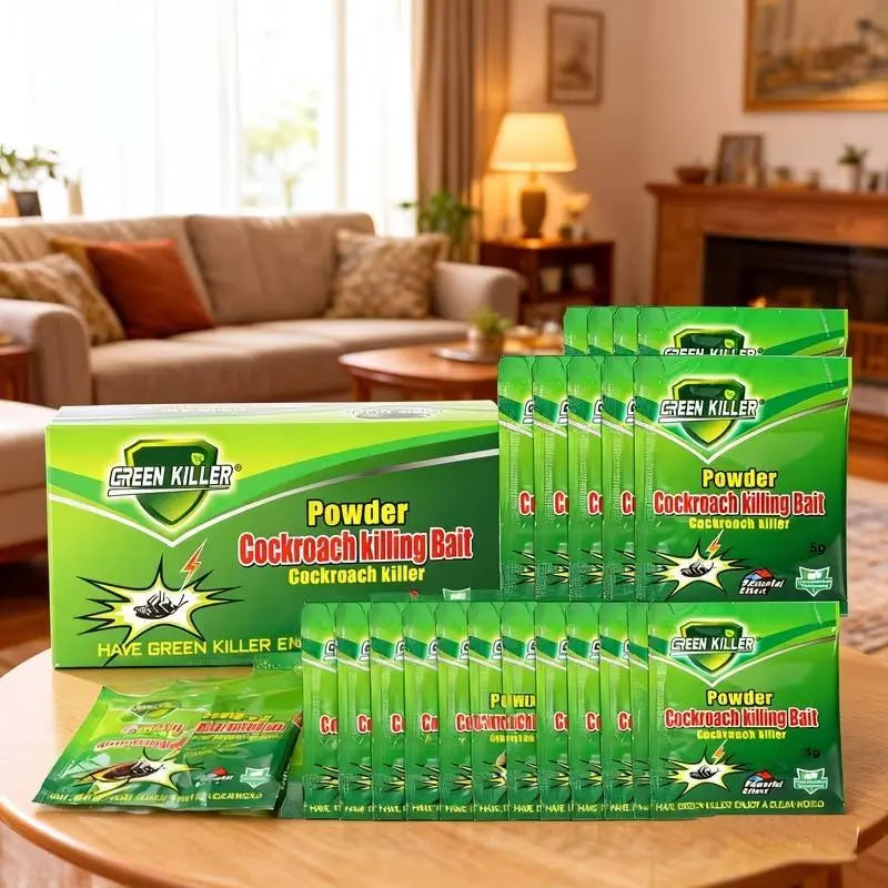 50-Pack High-Efficiency Cockroach Bait Powder & Fast-Acting Killing Gel - Cockroach Exterminator for Kitchens, Dark Corners, Enclosed Spaces, Kills Roaches, Enables Nest-To-Nest Spread, Inhibits Egg Hatch, Stops New Roach Eggs