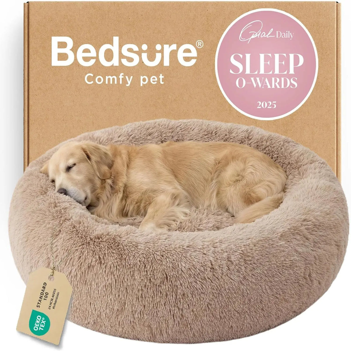 Lesure Jacquard Donut Dog Bed - Original Design Pattern,Cute Home Decor as Gift for Pet,Washable Cover Cute Home Decor as Gift for Pet,Anti Slip Bottom