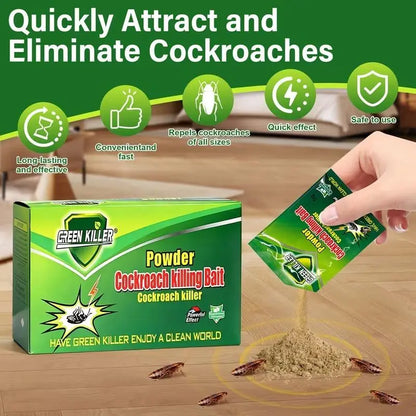 50-Pack High-Efficiency Cockroach Bait Powder & Fast-Acting Killing Gel - Cockroach Exterminator for Kitchens, Dark Corners, Enclosed Spaces, Kills Roaches, Enables Nest-To-Nest Spread, Inhibits Egg Hatch, Stops New Roach Eggs