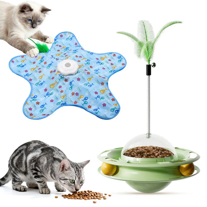 Interactive Unpredicatable Moving Feather Hunting Cat Toy , Hide and Seek Rechargeable Cat Toy for Bored Cat,Automatic Chargeable，Indoor Exercise & Boredom Relief for All Breeds Cats