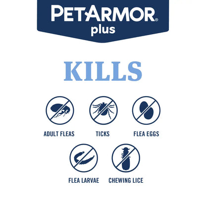Petarmor plus Flea and Tick Prevention for Dogs and Cats, Waterproof Topical Treatment, Available in Small to X-Large Sizes in 3 Month Supply